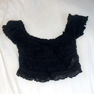 Free People black ruffle crop